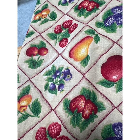 Fruit-Themed Cotton Fabric Panel 10" x 42" with Colorful Berries & Pears on Crea - Picture 2 of 4